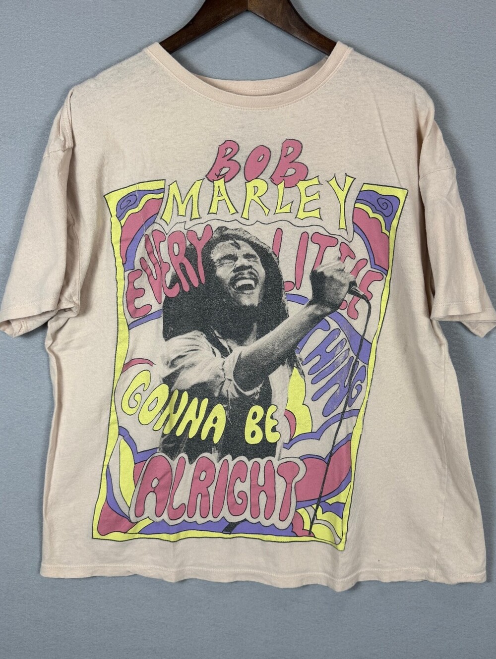 Zion Rootswear Cream Men S/M Bob Marley Graphic Tee Vintage